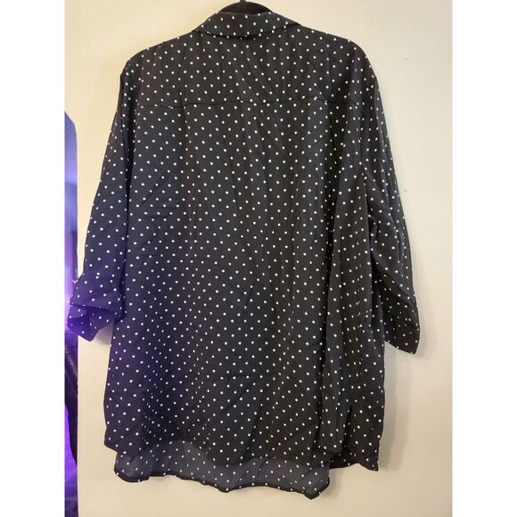 Catherine's Black Polka Dot Popover Tunic Top Women Petite Plus Sz 2XWP Mature - Picture 2 of 7